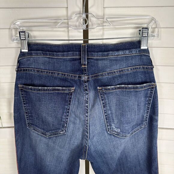 Current Elliott Abthro 27 Stiletto Mid Townie Skinny Jean Step Hem Velvet Stripe - Picture 7 of 10